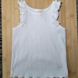Cat & Jack Girls White Ruffle Ribbed Tank Top Size 5T‎
